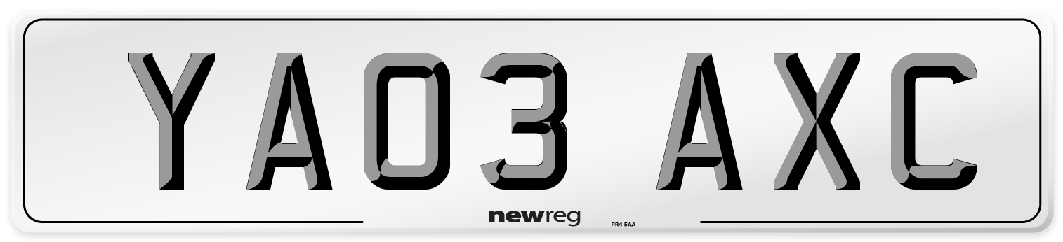 YA03 AXC Number Plate from New Reg
